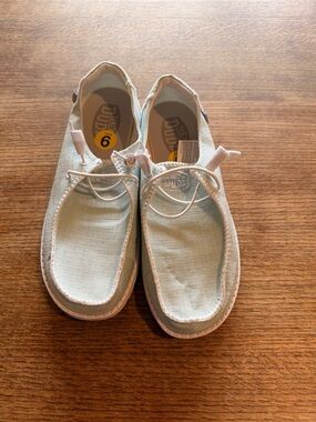 Hey Dude Women's Light Blue Canvas Flats